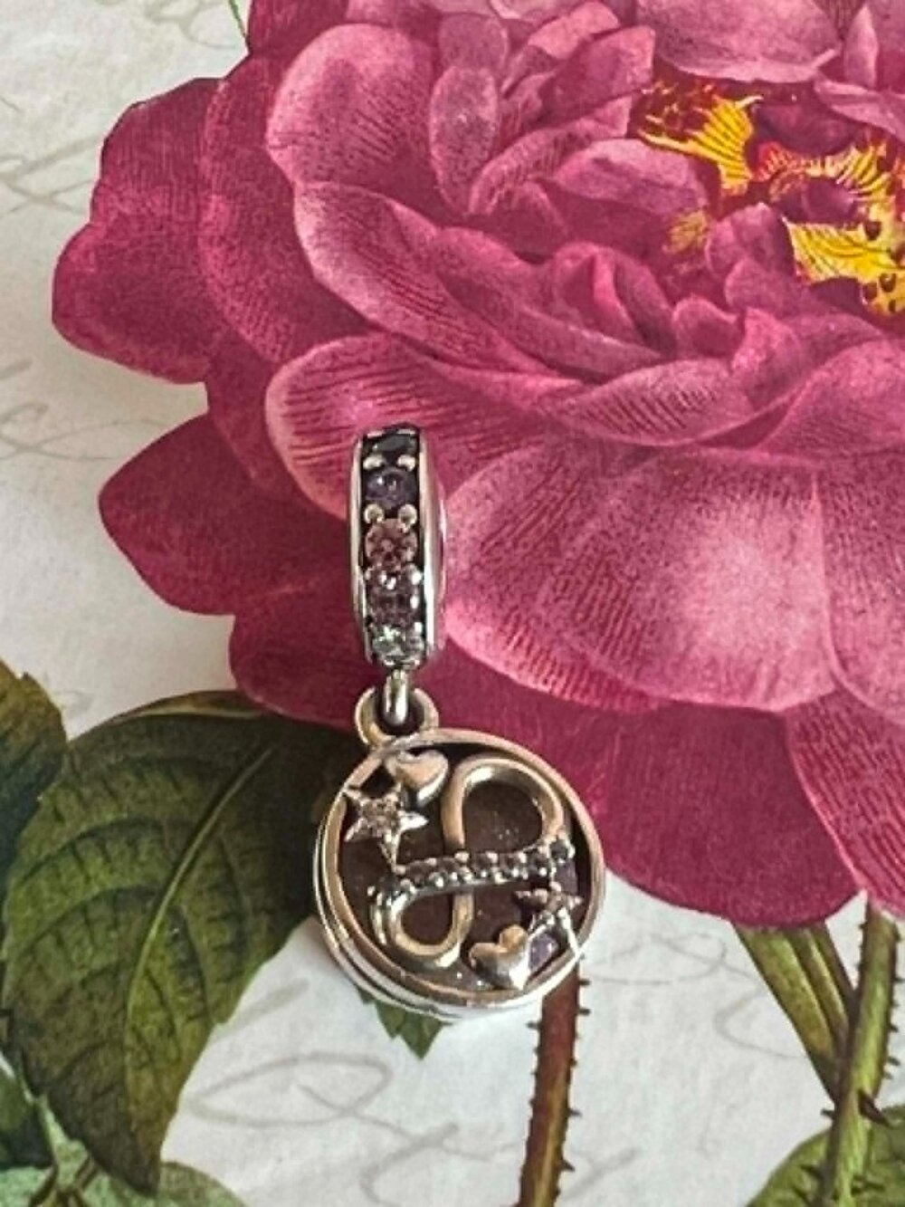 Authentic Pandora Glittering Infinity Hearts and Stars Dangle #798829C01